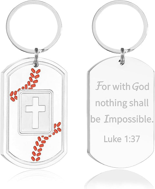 Stocking Stuffers- Football/Baseball/Soccer/Basketball Keychain for Men Baptism Confirmation Mens Gifts