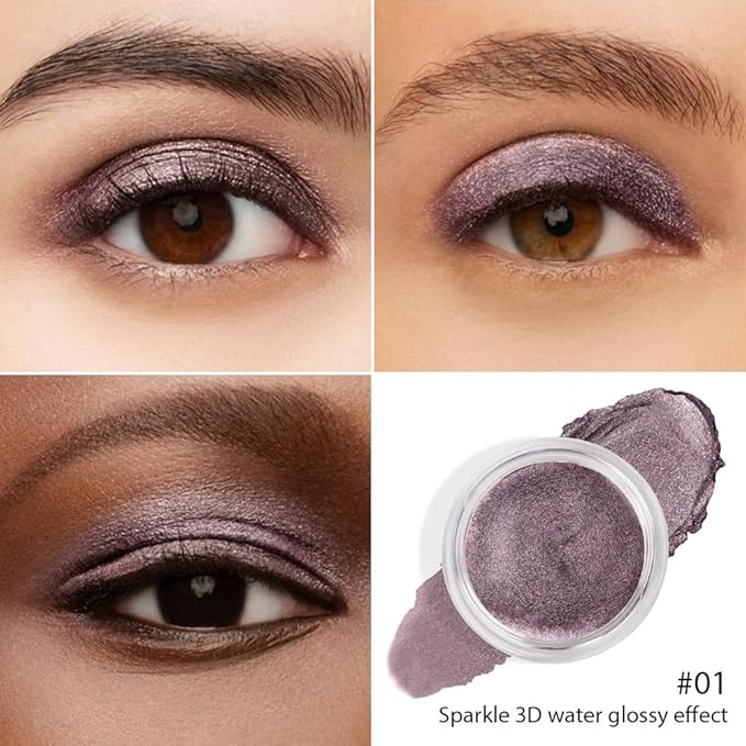 Cream Glitter Dark Purple Shimmer Metallic Eyeshadow Palette Makeup, Natural Single Mini Instant Holographic Eyeshadow For Older Women, Sombras Crema Para Ojos, Talc, Paraben & Cruelty Free