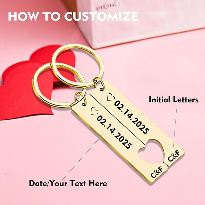 Customized Double Sided Keychain - Personalized Engraved Text/Number/Name Keychain, Custom Key chain Gift for Boyfriend