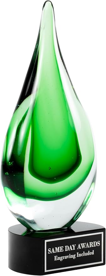 Hand-Blown Art Glass Award – Custom Engraved Elegant Award for Corporate, Sports Retirement Volunteer Recognition Leadership Personal Milestones Employee Gifts