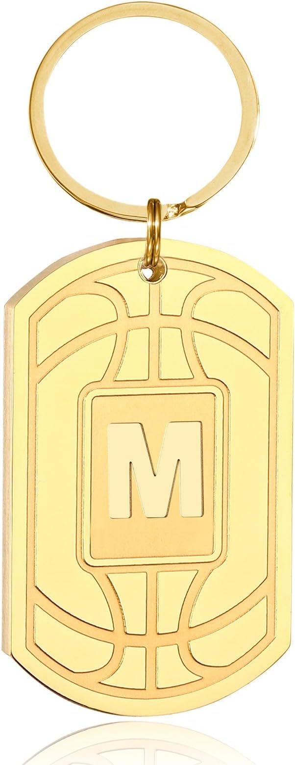 Stocking Stuffers Christmas Gift- Initial Keychain Gifts for Men,Mens Gifts Basketball Keychains for Men Dad