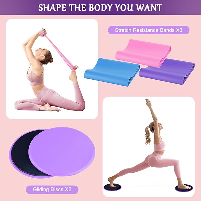 Pilates Equipment Kit For Women, Home Pilates Kit With 15" Pilates Ring, Home Workout Pilates Ring Set With Resistance Bands, Yoga Ball & Guides, Pilates Ring And Ball Set For Starters Home Workouts