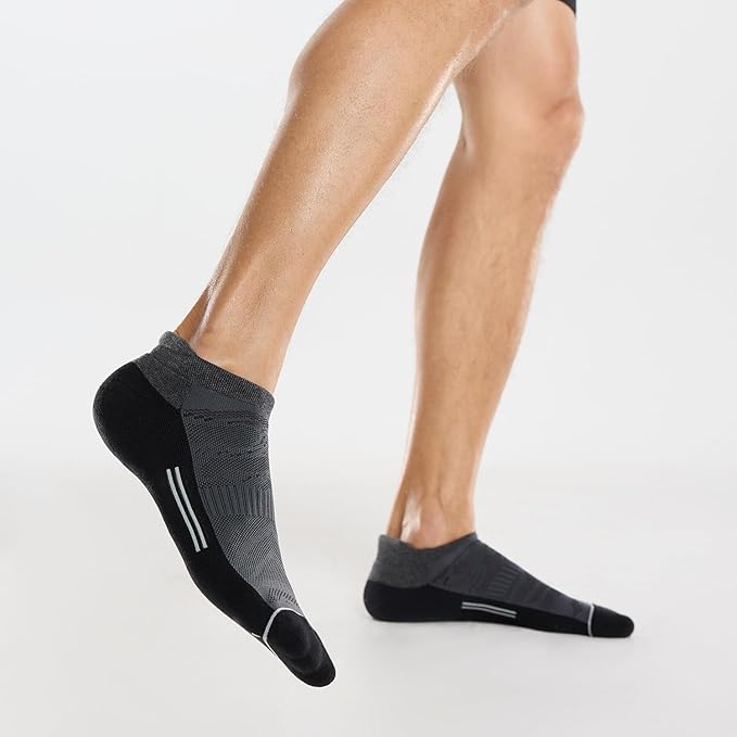 FITRELL 6 Pack Men's Ankle Running Socks Low Cut Cushioned Athletic Sports Socks 7-9/9-12/12-15