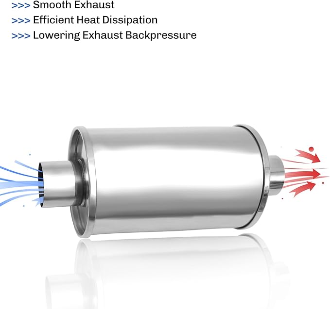 2.5'' Ultra Quiet Resonator,304 stainless steel Inlet & Outlet Universal Oval Performance Exhaust Muffler Resonators