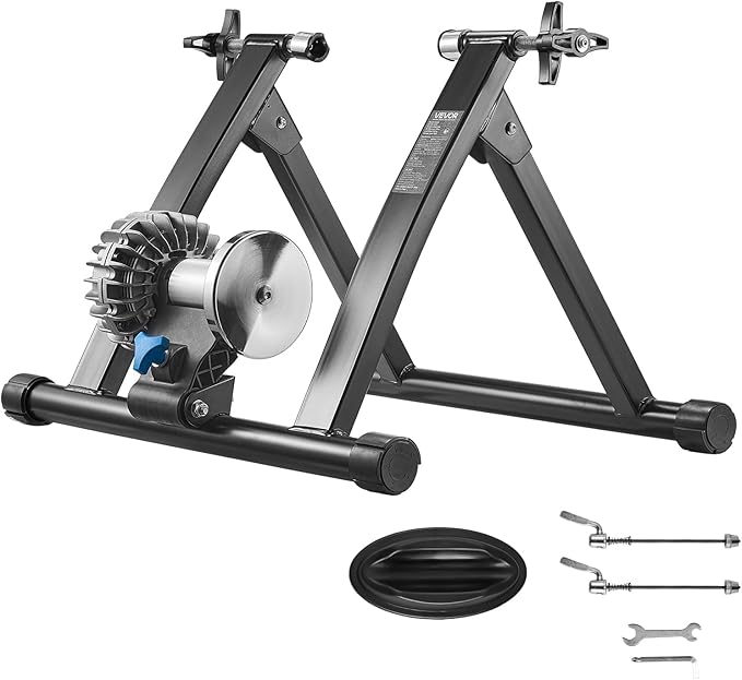 VEVOR Bike Trainer: 3 Types - Smart (1-13L, Compatible with Zwift App), Fluid, or 6L Magnetic for 26-29"/700C Wheels, Foldable Stand with Quick Release & Wheel Riser Block