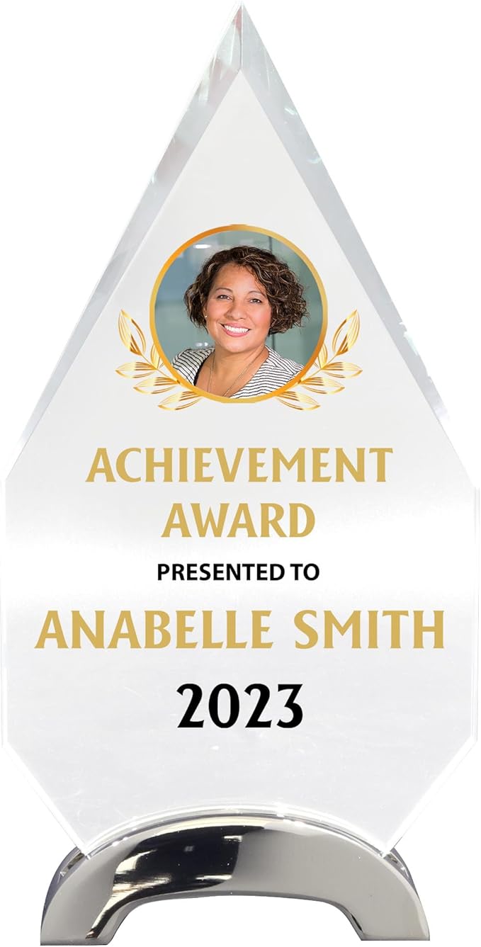9 1/4" Personalized Glass Plaque for Awards and Trophies, Custom Award for Employee of the Month, Retirement, Leadership and Appreciation Gift P (Design 2)