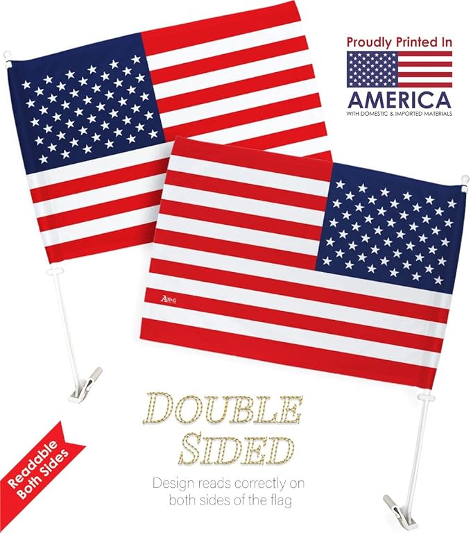 Copa America 2024 American Flag With Pole For Car Bandera Para Carros Hood Auto Independence Day Decorations Small Banner Window Decor Clip Pole Vehicle Accessories Motorcycle Truck Gifts Made In USA