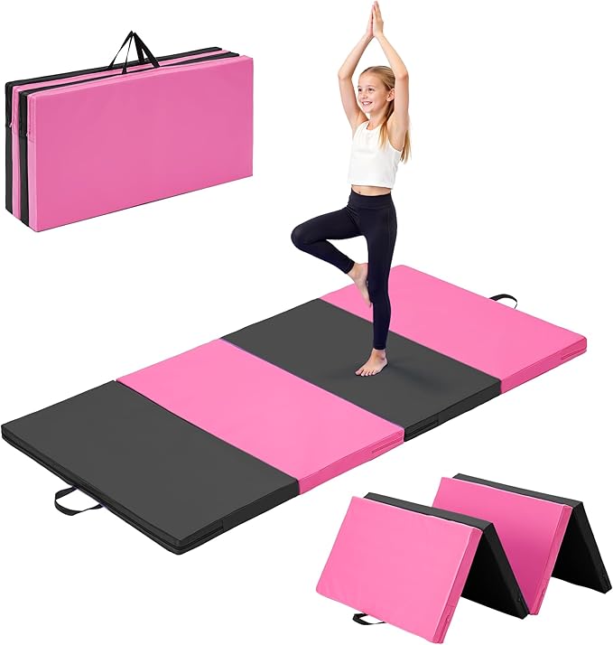 Outdoor Basic 6'x3'x2" Gymnastics Tumbling Mats Folding Panel Thick Gym Exercise Mat for Home