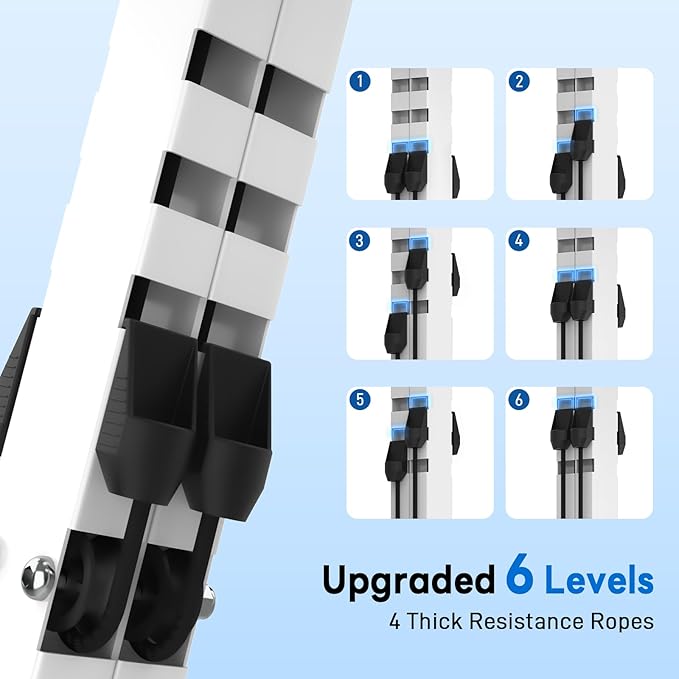 ERGOLIFE Stair Stepper with 6-Level Adjustable Resistance, 350lbs Upgrade Foldable Stairmaster Machine for Home Gym Workout, Cardio Stair Climber with Low Noise (White)
