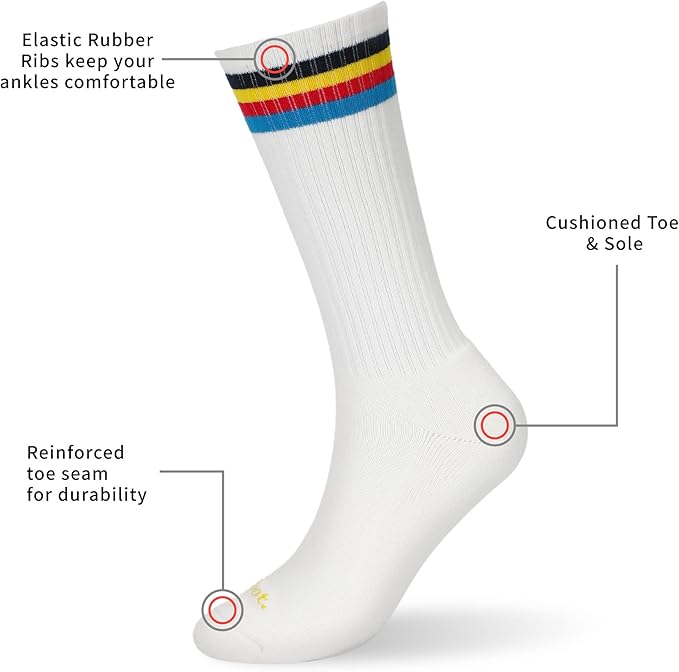 MONFOOT Women's and Men's 3-8 Pairs Athletic Cushion Crew Socks Multi
