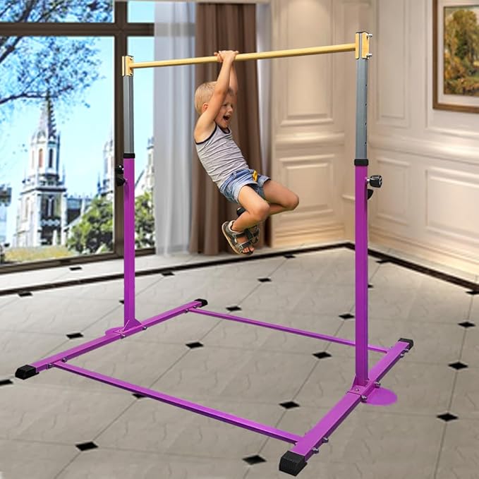 GLANT Gymnastic Kip Bar,Horizontal Bar for Kids Girls Junior,3' to 5' Adjustable Height,Home Gym Equipment,Ideal for Indoor and Home Training,1-4 Levels,300lbs Weight Capacity