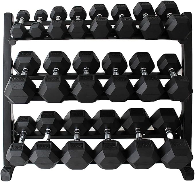 220-550 lbs Rubber Hex Dumbbells with Rack Free Weight for Home Gym, Durable Rubber Dumbbell with Storage,Coated Cast Iron Weight Strength Training Dumb bell Exercise Fitness Equipment