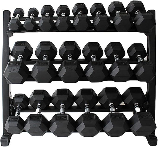 220-550 lbs Rubber Hex Dumbbells with Rack Free Weight for Home Gym, Durable Rubber Dumbbell with Storage,Coated Cast Iron Weight Strength Training Dumb bell Exercise Fitness Equipment
