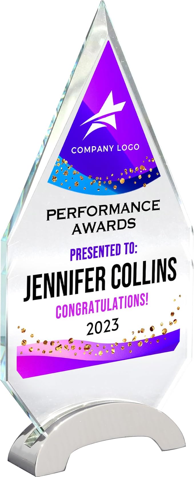 9 1/4" Personalized Glass Plaque for Awards and Trophies, Custom Award for Employee of the Month, Retirement, Leadership and Appreciation Gift P (Design 3)