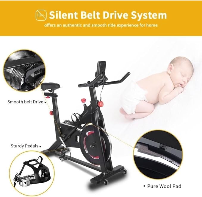 Indoor Exercise Bike for Home Gym with LCD Monitor, Adjustable Magnetic Resistance Stationary Bike for Cardio Fitness Training