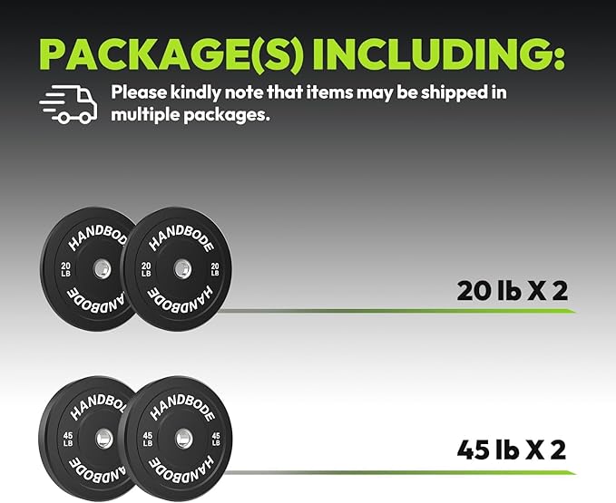 2-Inch Weight Plates High Bounce, Olympic Bumper Plate Set 45/100/160/190/260/300lb, Colored Weight Plates Set for Home Gym, Barbell Weights Rubber Strength Training Plate for Weight Lifting
