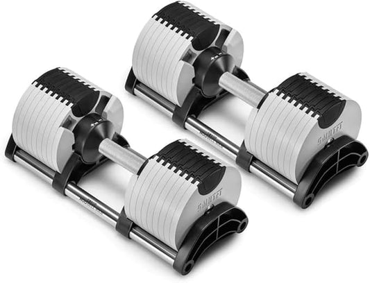 SMRTFT NUOBELL Adjustable Dumbbells 5–80 lb Set | Original NUOBELL | 22 Weights in 1 for Home Gym Strength Training | Steel-Knurled Handle | Space-Saving Dumbbell Set of 2 | 2-Year Warranty
