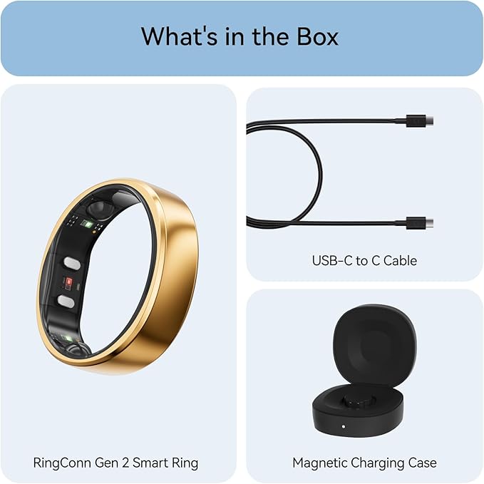 RingConn Gen 2, World’s First Smart Ring with Sleep Apnea Monitoring, No APP Subscription, 12-Day Battery Life, Stress/Heart Rate/Women's Health Tracker, Android & iOS Compatible (Rose Gold, Size 9)
