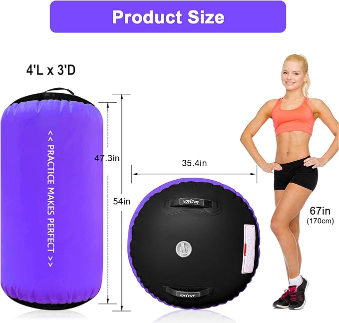 VOFiTNY Gymnastics Tumbling Equipment Air Barrel Inflatable Octagon Tumbler Roller Back-bend Trainer Cheerleading Without Pump