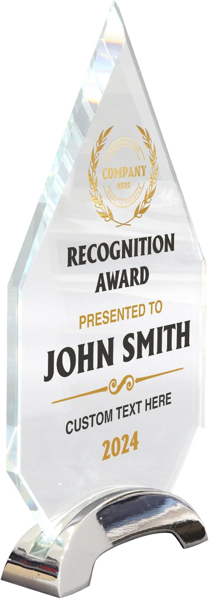 9 1/4" Personalized Glass Plaque for Awards and Trophies, Custom Award for Employee of the Month, Retirement, Leadership and Appreciation Gift P (Design 5)