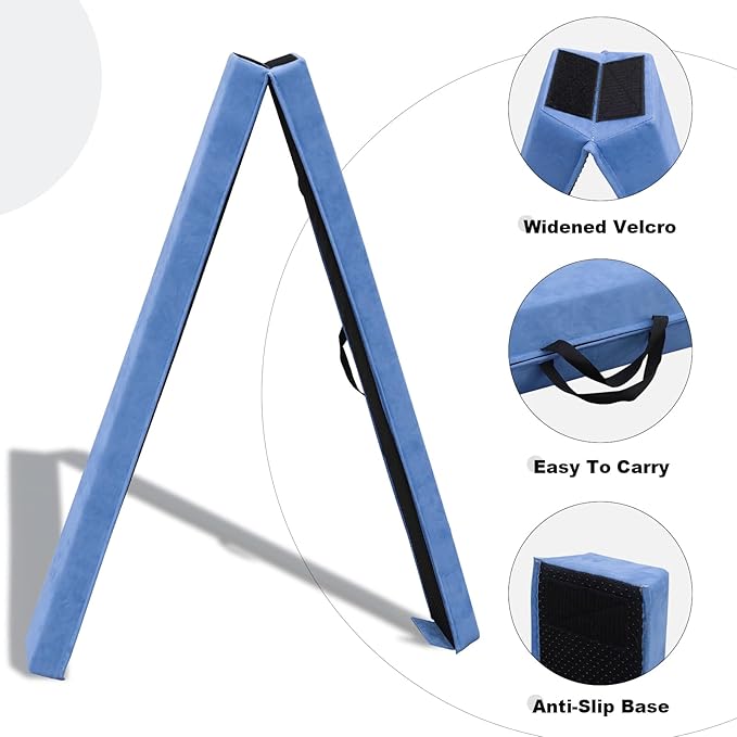 8FT/9.5FT Folding Balance Beam, Portable Gymnastics Beam Equipment with Non Slip Rubber Base & Suede Cover for Training/Practice/Professional Home Exercise