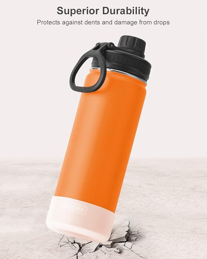 koodee 26 oz Insulated Water Bottle Stainless Steel Double Wall Vacuum Metal Sports Water Bottle with Leakproof Spout Lid, Wide Mouth Water Bottle (Cosmic Orange)