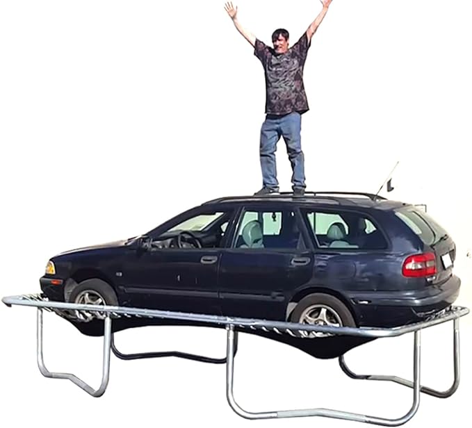 Happy Trampoline Pro Rectangle Trampoline - Heavy Duty 750lbs Jumping Capacity With Net Enclosure - Large Commercial Grade Rectangular Outdoor for Backyard Gymnastics