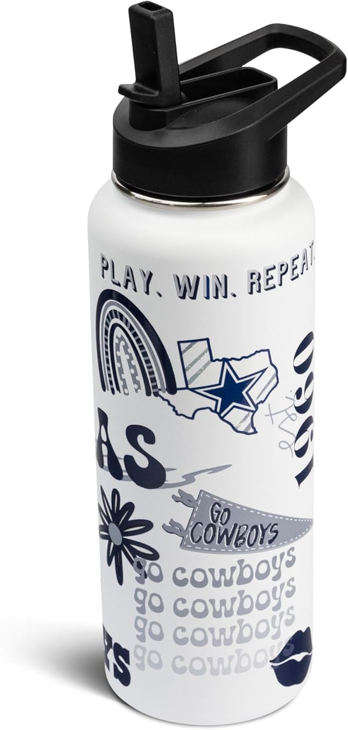The Memory Company Officially Licensed NFL 34oz Water Bottle - Premium Stainless Steel Double-Wall Insulated, Leakproof Design