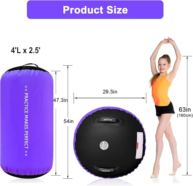 VOFiTNY Gymnastics Tumbling Equipment Air Barrel Inflatable Octagon Tumbler Roller Back-bend Trainer Cheerleading Without Pump