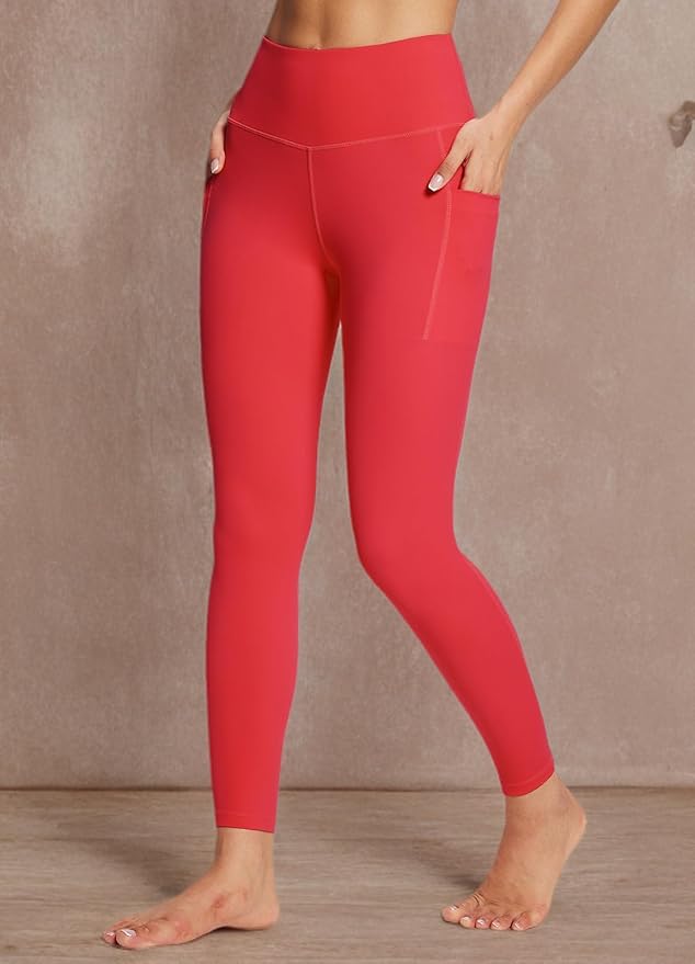 BALEAF Women's Leggings with Pockets Black Tummy Control Workout High Waisted Athletic 7/8 Ultra Soft Gym Yoga Ankle Pants