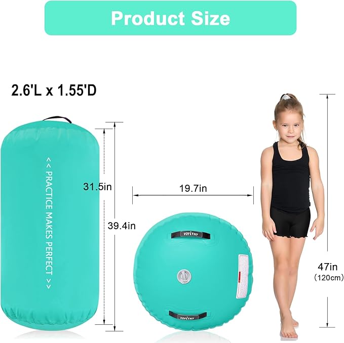 VOFiTNY Gymnastics Tumbling Equipment Air Barrel Inflatable Octagon Tumbler Roller Back-bend Trainer Cheerleading Without Pump