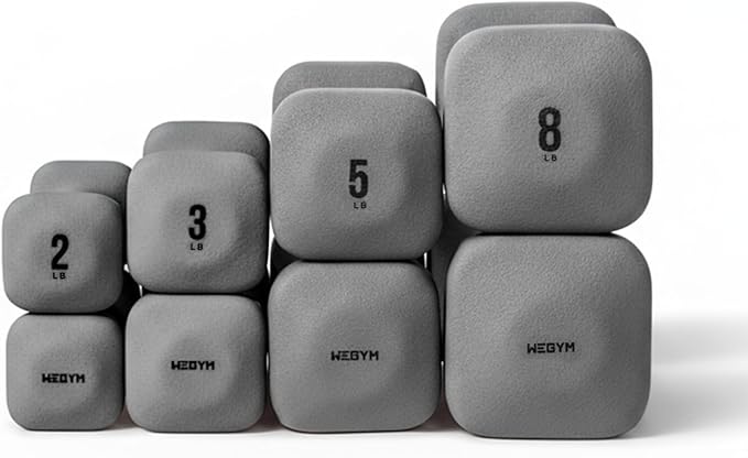 WeGym SafeGrip Square Dumbbells with Anti Slip Handles, Aesthetic Free Weights for Home Workouts, Stable Design Prevents Rolling during Floor Exercises - Set