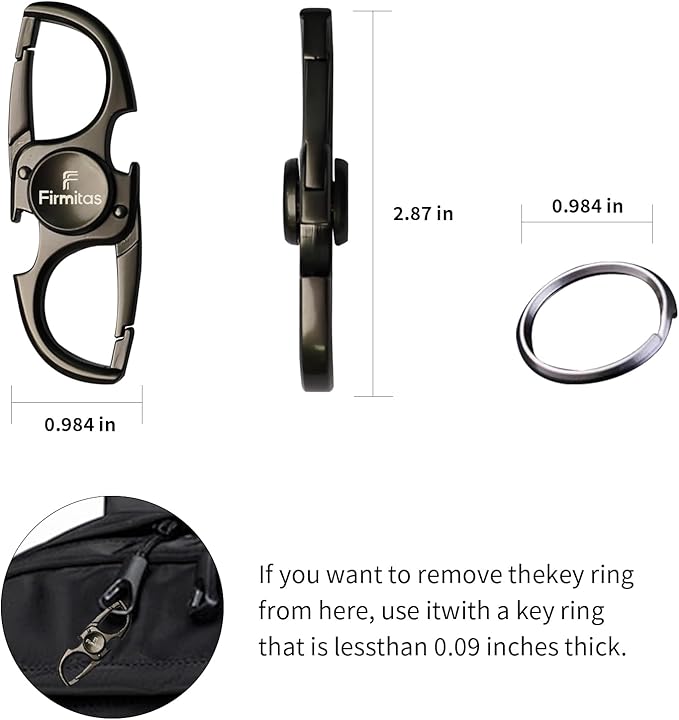 keychain Stress Relief Tool for Adults & Teens with Bottle Opener | Alloy Metal Focus Toy & Portable Key Ring | 3X Life Tungsten Spring & Professional Bearing Black 3-in-1