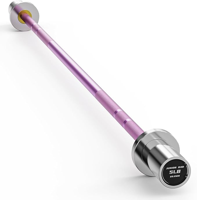 PAPABABE 5LB Mini Barbell Bar 4ft Technique Training Barbell For Beginner Women kid 2-inch Plate Barbell for Home Gym Fitness