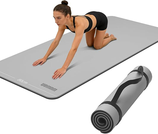 Yoga Mat Non-Slip Extra Thick 72"x32/24" Extra Wide Fitness Exercise Mat TPE Material High Elastic Hot Yoga Mat for Women Yoga Pilates Home Floor Workout (Cow Coffee)