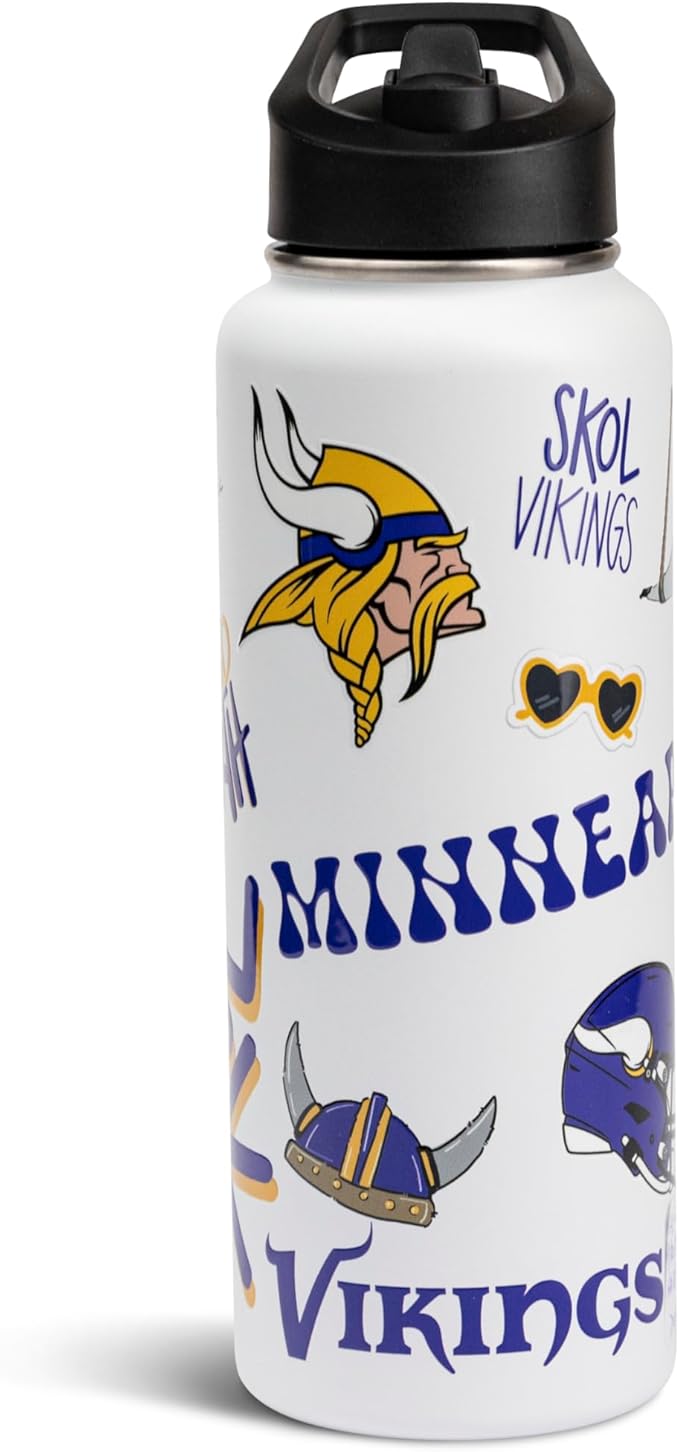 The Memory Company Officially Licensed NFL 34oz Water Bottle - Premium Stainless Steel Double-Wall Insulated, Leakproof Design