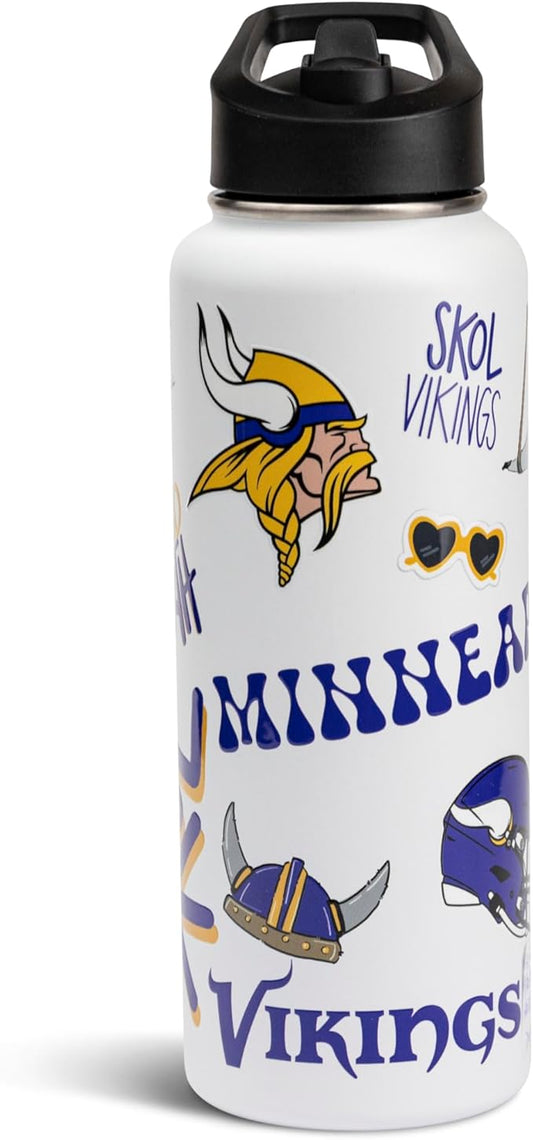 The Memory Company Officially Licensed NFL 34oz Water Bottle - Premium Stainless Steel Double-Wall Insulated, Leakproof Design