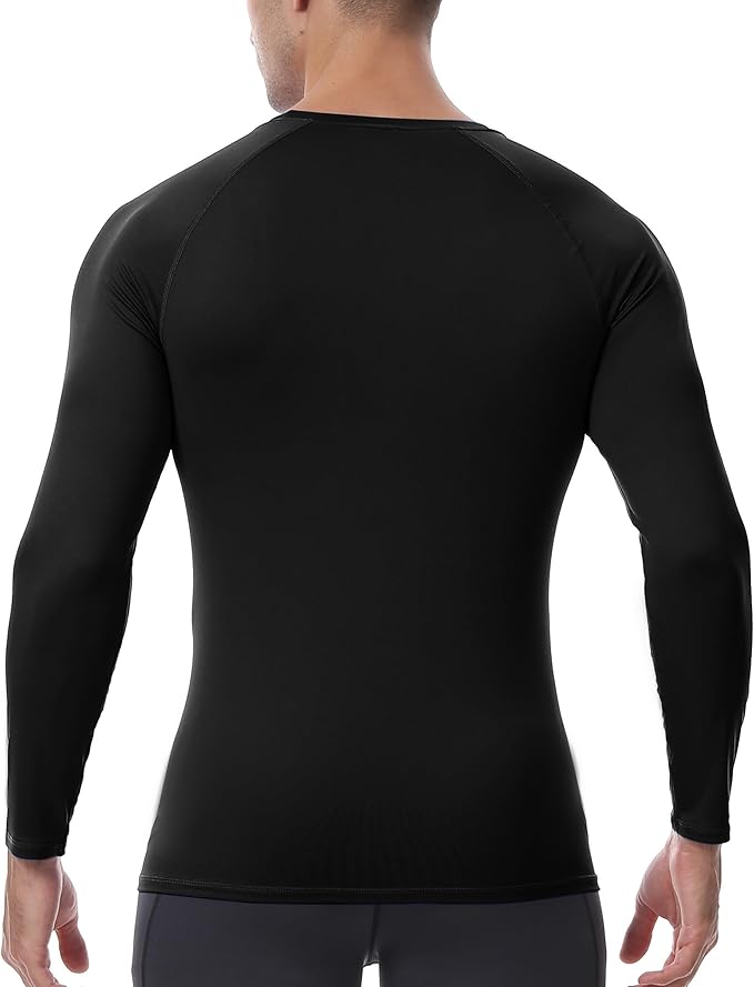 Men's Long Sleeve Compression Shirt, Quick Dry Athletic Base Layer Top, Skins Fit Football Running Workout Undershirt