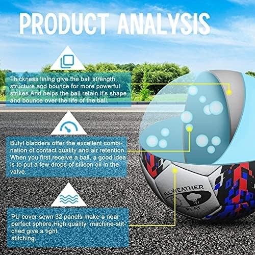 Glow in the Dark Soccer Ball Full Size 3/4/5, Sports Soccer Accessories Gifts Toys for Kids，Boys 8-12 , Light Up Ball with pump and needles, Ideal Soccer Gifts for Boys Age 7 8 9 10 11 12 13 14