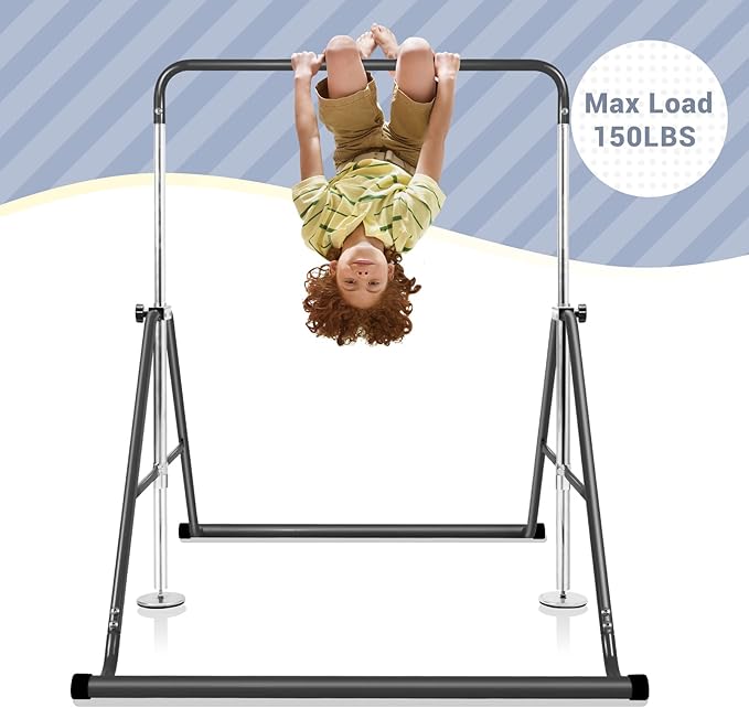 BangTong&Li Gymnastics Bar for Kids Height Adjustable Horizontal Bar Folding Gymnastics Junior Training Bar for Home Gymnastics Equipment