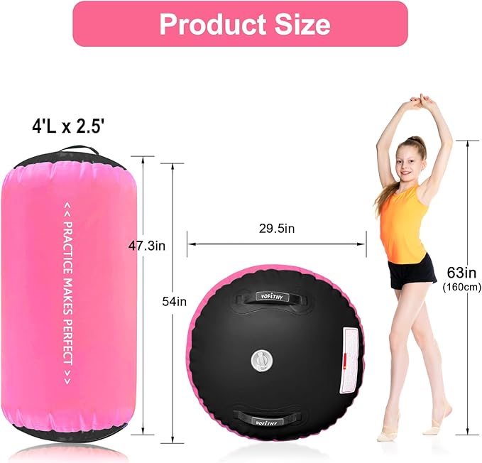VOFiTNY Gymnastics Tumbling Equipment Air Barrel Inflatable Octagon Tumbler Roller Back-bend Trainer Cheerleading Without Pump