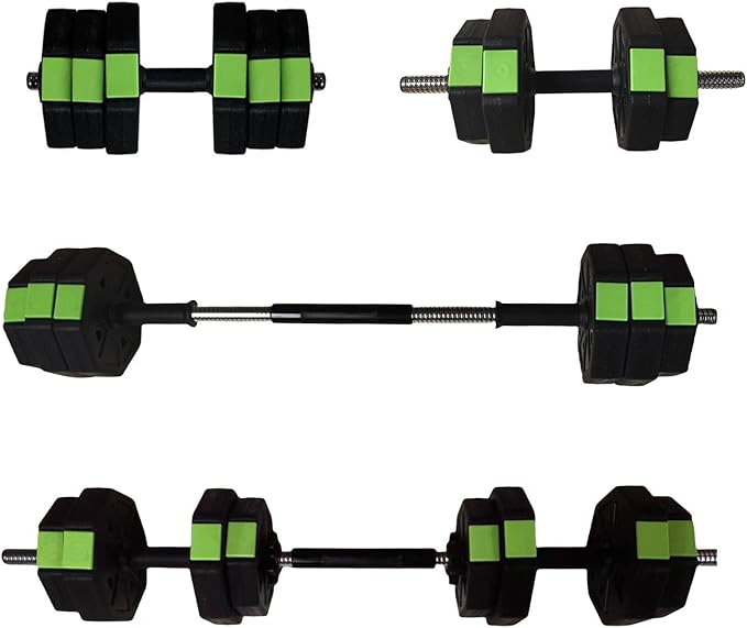 4-In-1 Adjustable Dumbbell Set - Dumbbell/Barbell/Kettlebell/Push Up Stand for Home Gym