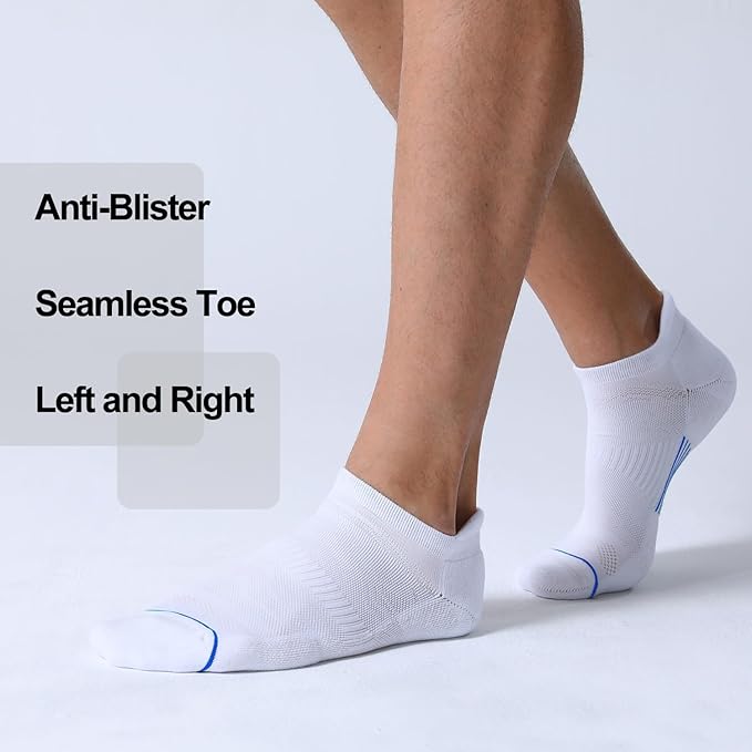 FITRELL Men's 6 Pack Ankle Running Socks Low Cut Cushioned Athletic Sports Socks 7-9/9-12/12-15