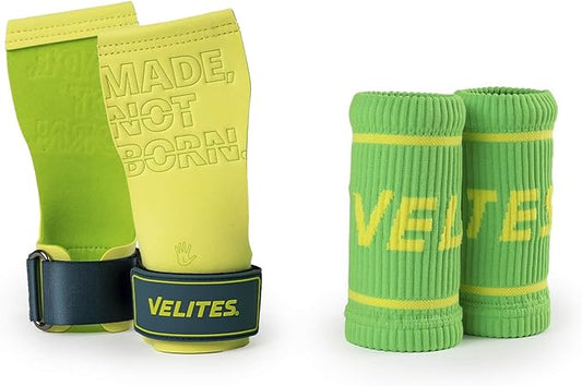 Velites I Quad Pro Handgrips I Professional Cross Training Gloves or Gymnastics I All Surface I Use with Magnesium I Includes Free Bands
