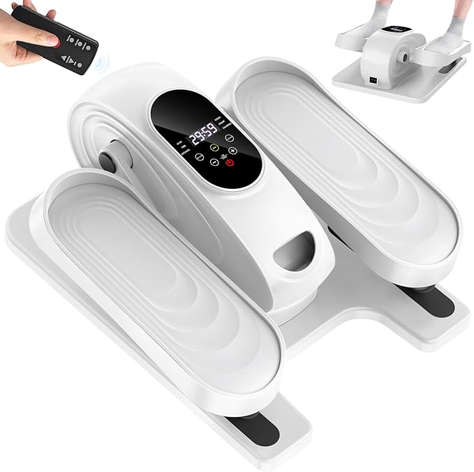 Under Desk Elliptical Exercise Machine, Electric Ellipse Leg Exerciser as Seen on TV, 15 Speeds Foot Exerciser While Sitting for Seniors, Portable Seated Pedal Exerciser for Home Office