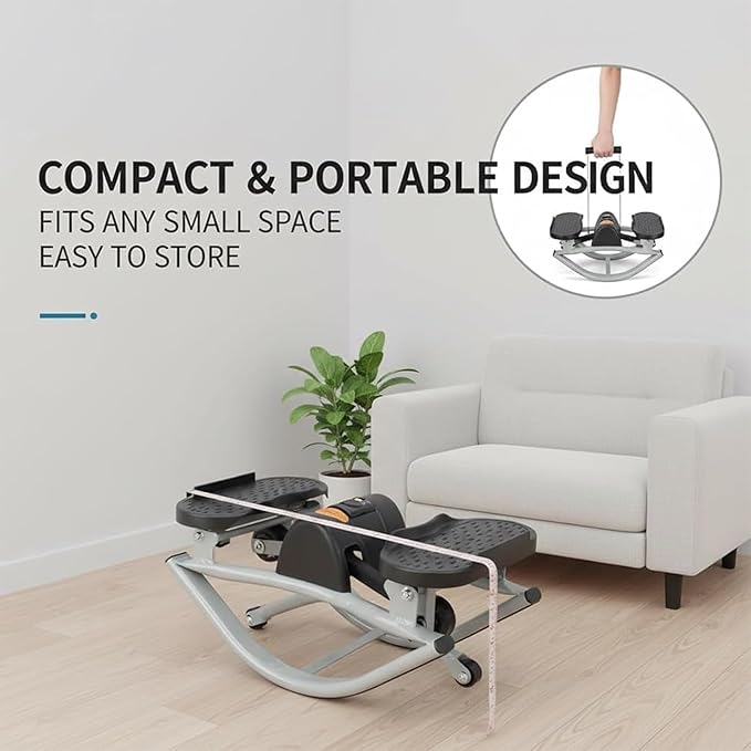Lateral Rocking Fitness Steppers, Rocking Stepper Side to Side with Digital Display, Low-Impact Exercise Machine for Legs Glutes Core, Compact Portable Step Rocker for Home Dorm Gym