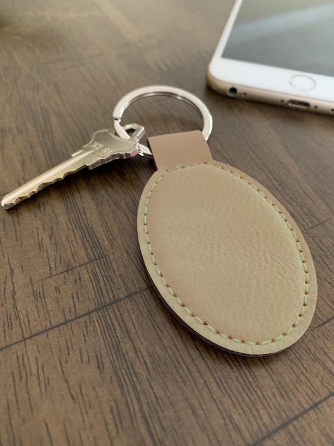 LaserGram Oval Keychain, Soccer Ball, Personalized Engraving Included