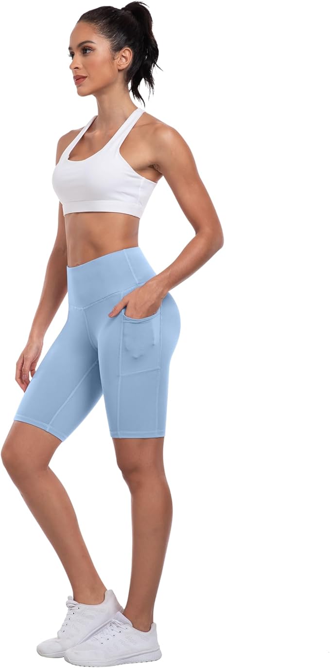ATHVOTAR Biker Shorts Women with Pockets - 3"/5"/8" High Waisted Workout Spandex Tummy Control Gym Running Yoga Shorts