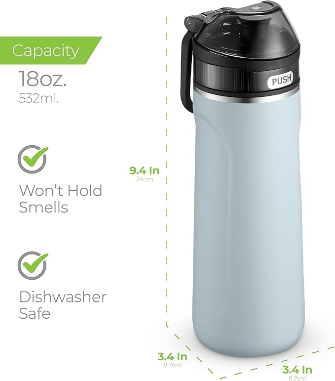 SIPX™ 18 oz Premium Stainless Steel Water Bottle with Straw Lid – Triple Insulated, Leakproof, BPA-Free – Slim, Durable Bottle for School, Gym, Office – Blue