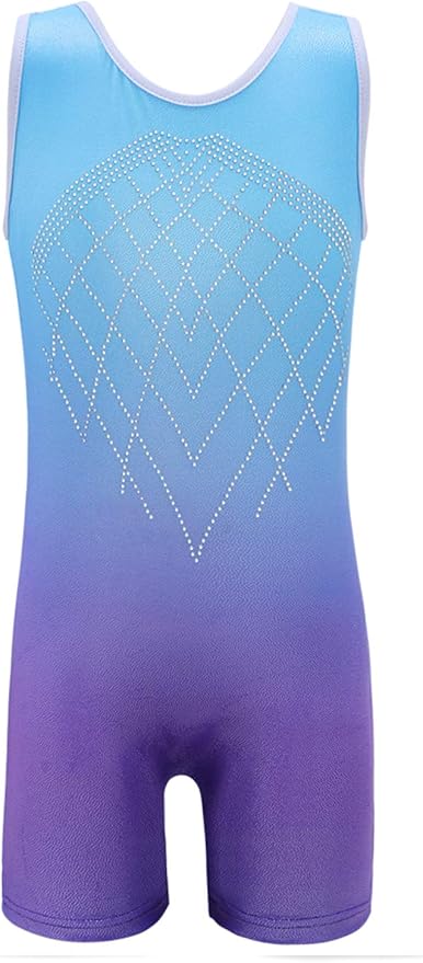 Leotards for Girls Gymnastics Toddler Dance Biketards Mermaid Unicorn Athletic Dance Wear Shiny Rainbow Blue Hotpink